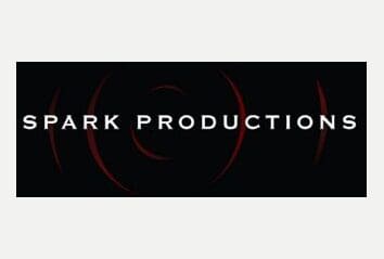 Spark Productions logo on black background.