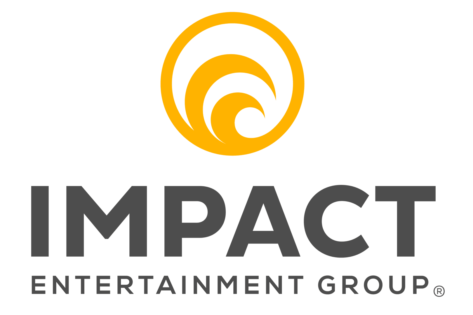 Impact Entertainment Group logo with yellow swirl.